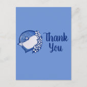 Chickadevogel in blauer Vogelbeobachtung Postkarte (Vorderseite)