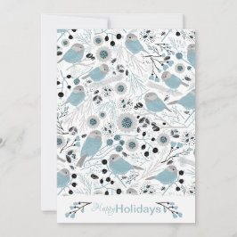 Chickadevögel Niedlich Blaue graue Blume Berries Feiertagskarte