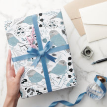 Chickadevögel Niedlich Blaue graue Blume Berries