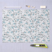 Chickadevögel Niedlich Blaue graue Blume Berries Seidenpapier (Handwerk)