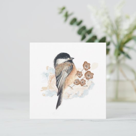 Chickadewatercolor Karte (Stehend Vorderseite)