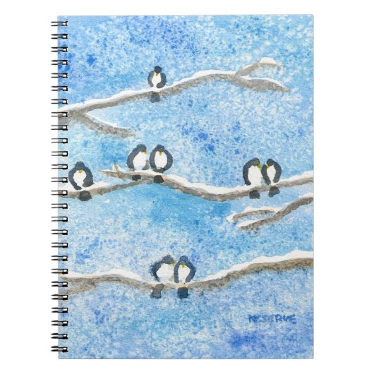 Chickadeweine auf Baumzweigen im Winterschnee Notizblock (Vorderseite)