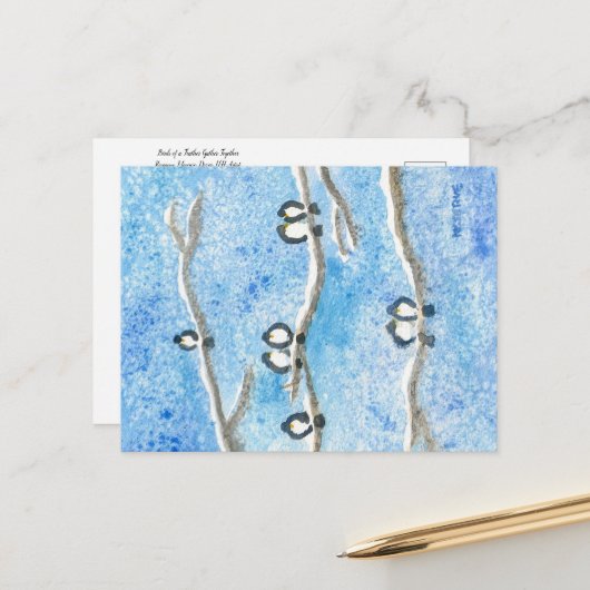 Chickadeweine auf Baumzweigen im Winterschnee Postkarte (Vorderseite/Rückseite Beispiel)