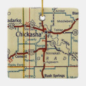 Chickasha OK Vintag Map Keramikornament (Rückseite)