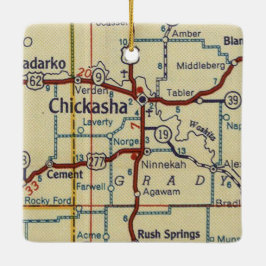 Chickasha OK Vintag Map Keramikornament