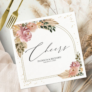 Chicke neutrale Farben Boho Blumen Hochzeitsservie Serviette