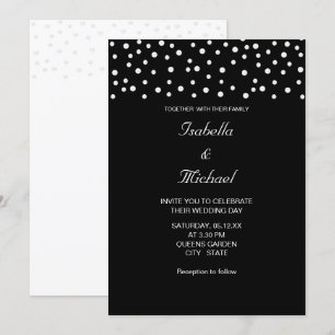 Chicke Perlen auf schwarzer und weißer Hochzeitsei Einladung
