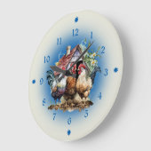 Chicken and Chicken House Farm Große Wanduhr (Winkel)