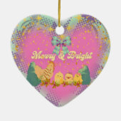 Chicken and Hen Christmas ceramic heart ornament (Hinten)