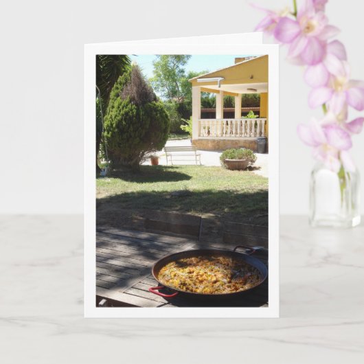 Chicken and Rabbit Spanish Paella Portrait Karte (Orchidee)