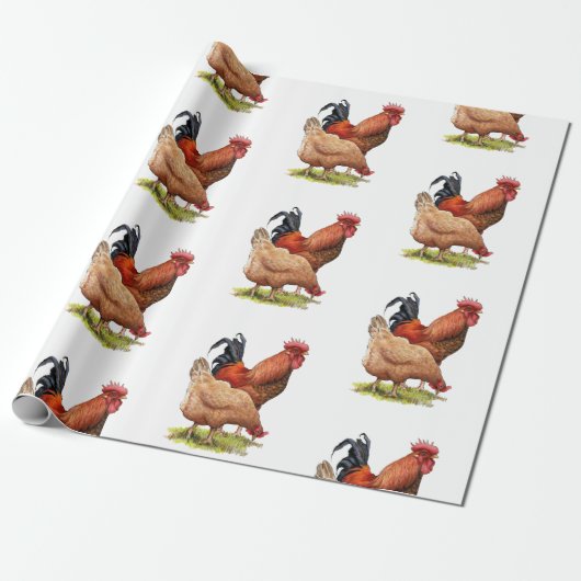 Chicken And Rooster Art, Poultry, Farm Animals Geschenkpapier (Ungerollt)
