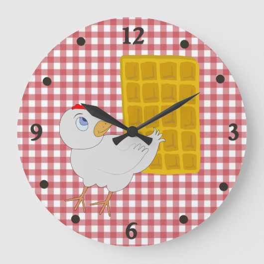 Chicken and Waffle Funny Kitchen Wall Clock Große Wanduhr (Vorderseite)