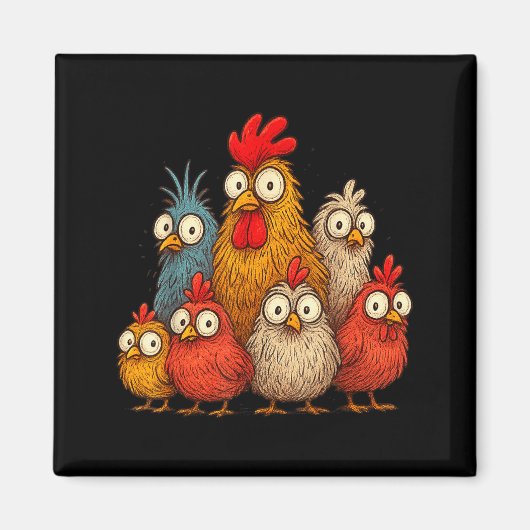 Chicken Art Crazy Chicken For Men Women Kid Boy Fa Magnet (Vorne)