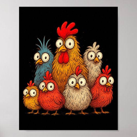 Chicken Art Crazy Chicken For Men Women Kid Boy Fa Poster (Vorne)