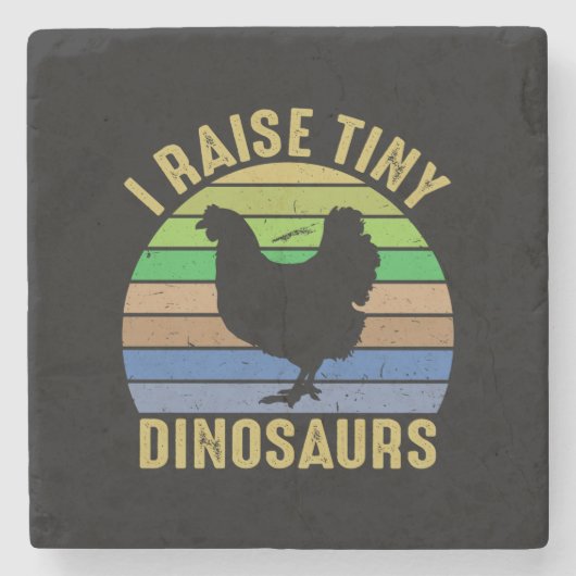 Chicken Art I Raise Tiny Dinosaurs Steinuntersetzer (Vorderseite)