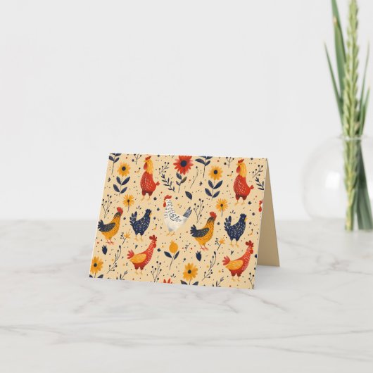 Chicken Art Pattern Inside Template Text Karte (Vorderseite)