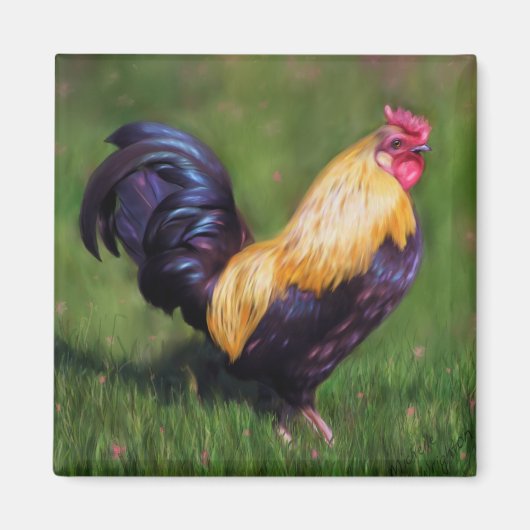 Chicken Art Stuart Bantam Rooster Magnet (Vorne)