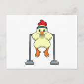 Chicken at Fitness Pull-ups Postkarte (Vorderseite)