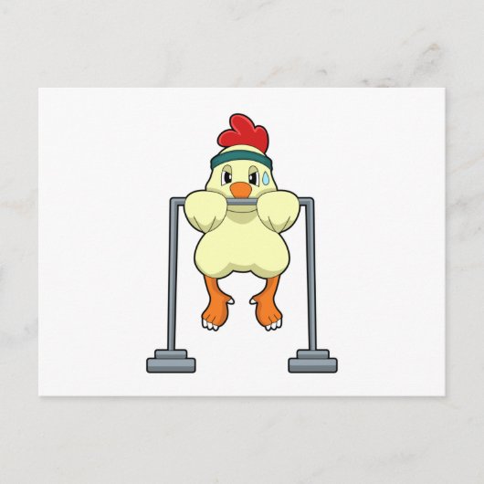Chicken at Fitness Pull-ups Postkarte (Vorderseite)