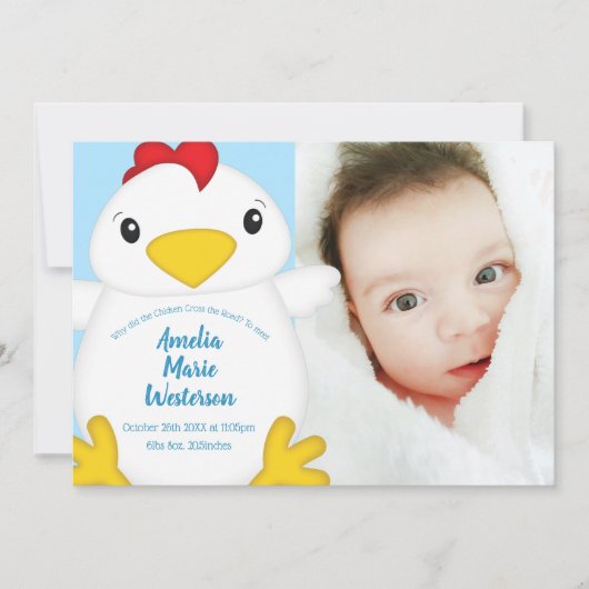 Chicken Baby Dusche Blue Einladung (Vorderseite)