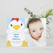 Chicken Baby Dusche Blue Einladung (Stehend Vorderseite)