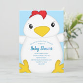Chicken Baby Dusche Blue Einladung (Stehend Vorderseite)