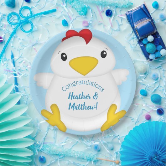 Chicken Baby Dusche Blue Pappteller (Party)
