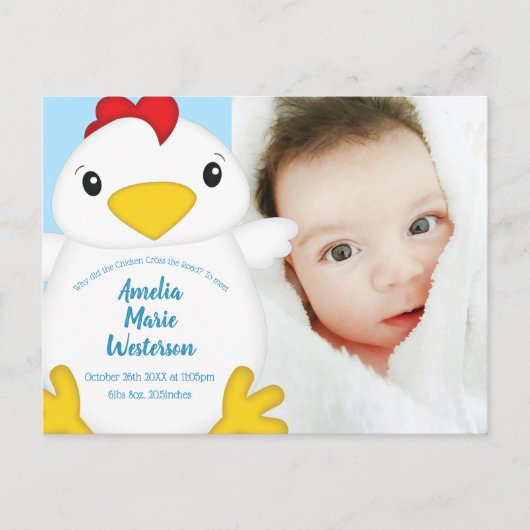 Chicken Baby Dusche Blue Postkarte (Vorderseite)