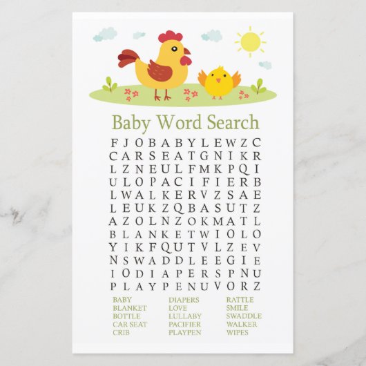 Chicken Baby Shooter Word Search Game (Vorderseite)