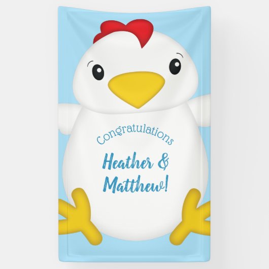 Chicken Baby Shower Blue Boy Banner (Vertikal)