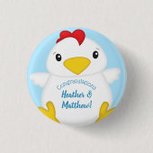 Chicken Baby Shower Blue Boy Button (Vorderseite)