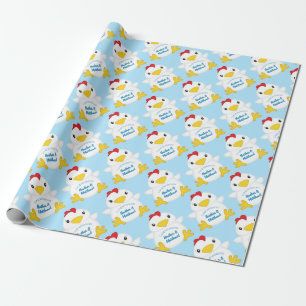 Chicken Baby Shower Blue Boy Geschenkpapier