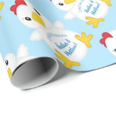 Chicken Baby Shower Blue Boy Geschenkpapier (Rolleneckpunkt)