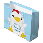 Chicken Baby Shower Blue Boy Große Geschenktüte (Vorderseite Schrägansicht)