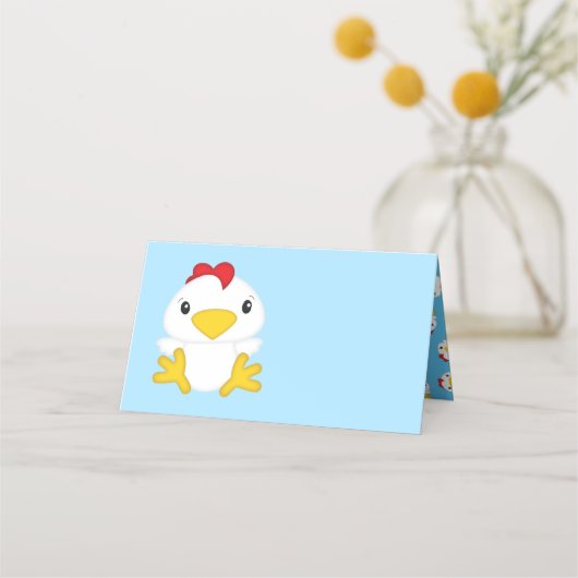 Chicken Baby Shower Blue Boy Platzkarte (Vorderseite)