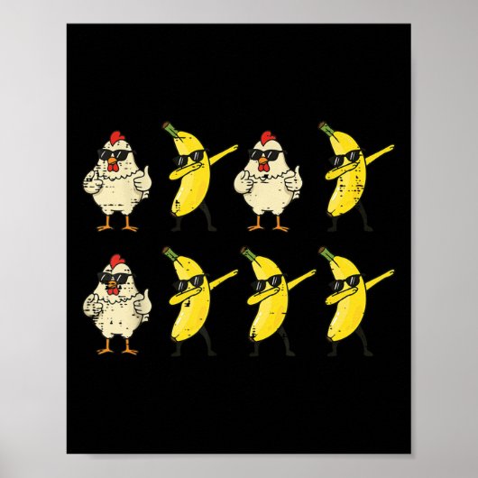 Chicken Banana Dab Funny Dance Meme Kinder Männer Poster (Vorne)