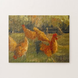 Chicken Barnyard Original Malerei Herausforderung Puzzle