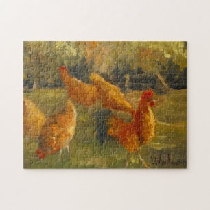 Chicken Barnyard Original Malerei Herausforderung Puzzle