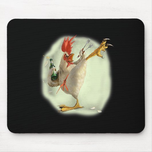 Chicken Beer Karate Kick Cooles Huhn Funny Chicke Mousepad (Vorne)