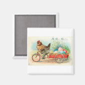 Chicken Bicycle Vintage Easter Magnet (Vorderseite/Rückseite)