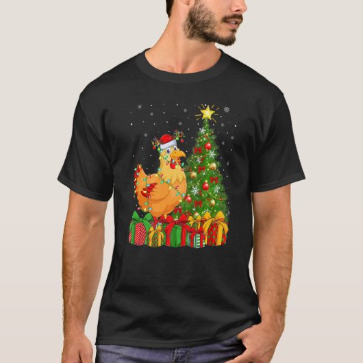 Chicken Bird Xmas Holiday Santa Chicken Christmas T-Shirt (Vorderseite)
