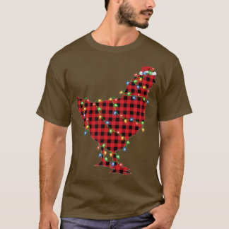 Chicken Bird Xmas Lights Rotes Buffalo Kariertes H T-Shirt