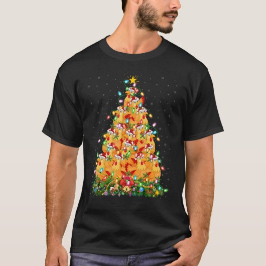 Chicken Bird Xmas Lights Santa Chicken Christmas T-Shirt (Vorderseite)