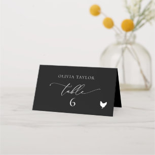 Chicken Black Minimalistisch Wedding Tischnummer Platzkarte