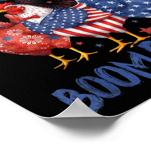Chicken Boom Boom Funny Patriotic Chicka 4th Of Ju Poster (Ecke)