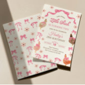 Chicken & Bow Birthday Invitation Einladung