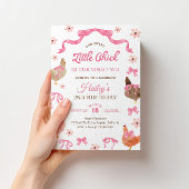 Chicken & Bow Birthday Invitation Einladung