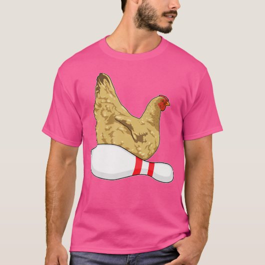 Chicken Bowling Bowling Button Sports T-Shirt (Vorderseite)