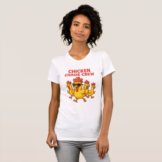 Chicken Chaos Crew - Funny Farm Cartoon T - Shirt (Vorne ganz)