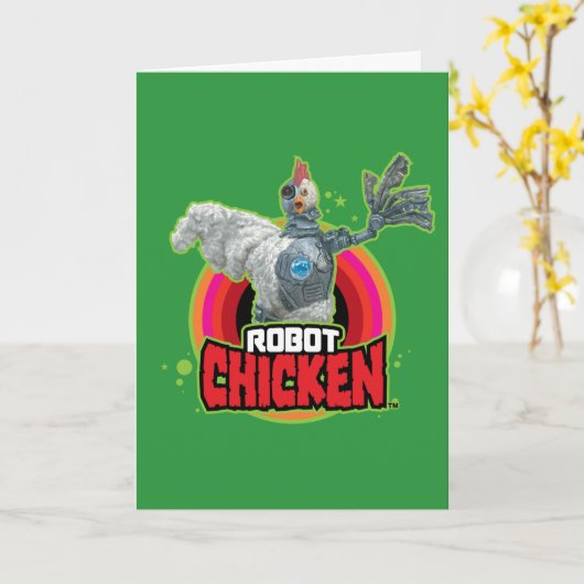 Chicken Character Logo Karte (Gelbe Blume)